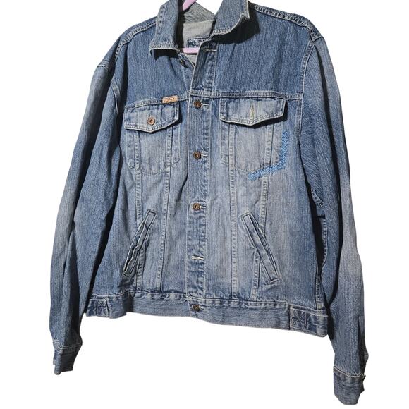 Ninetysix North Hip-Hop Denim Jacket 1X  Embroidered Snake Graphic Streetwear - Picture 2 of 14